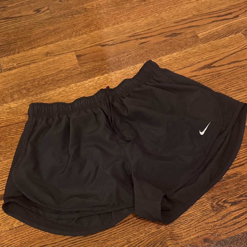 Nike Women's Black Athletic Running Shorts with White Swoosh